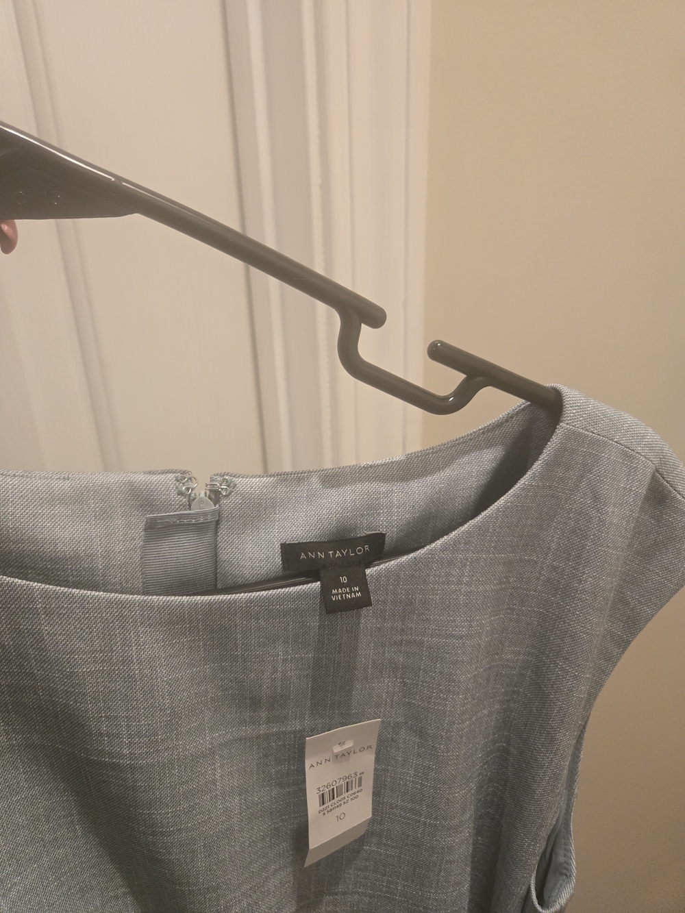 Ann Taylor Sleeveless Dusty Blue Shift Dress with Side Tie - Picture 2 of 4